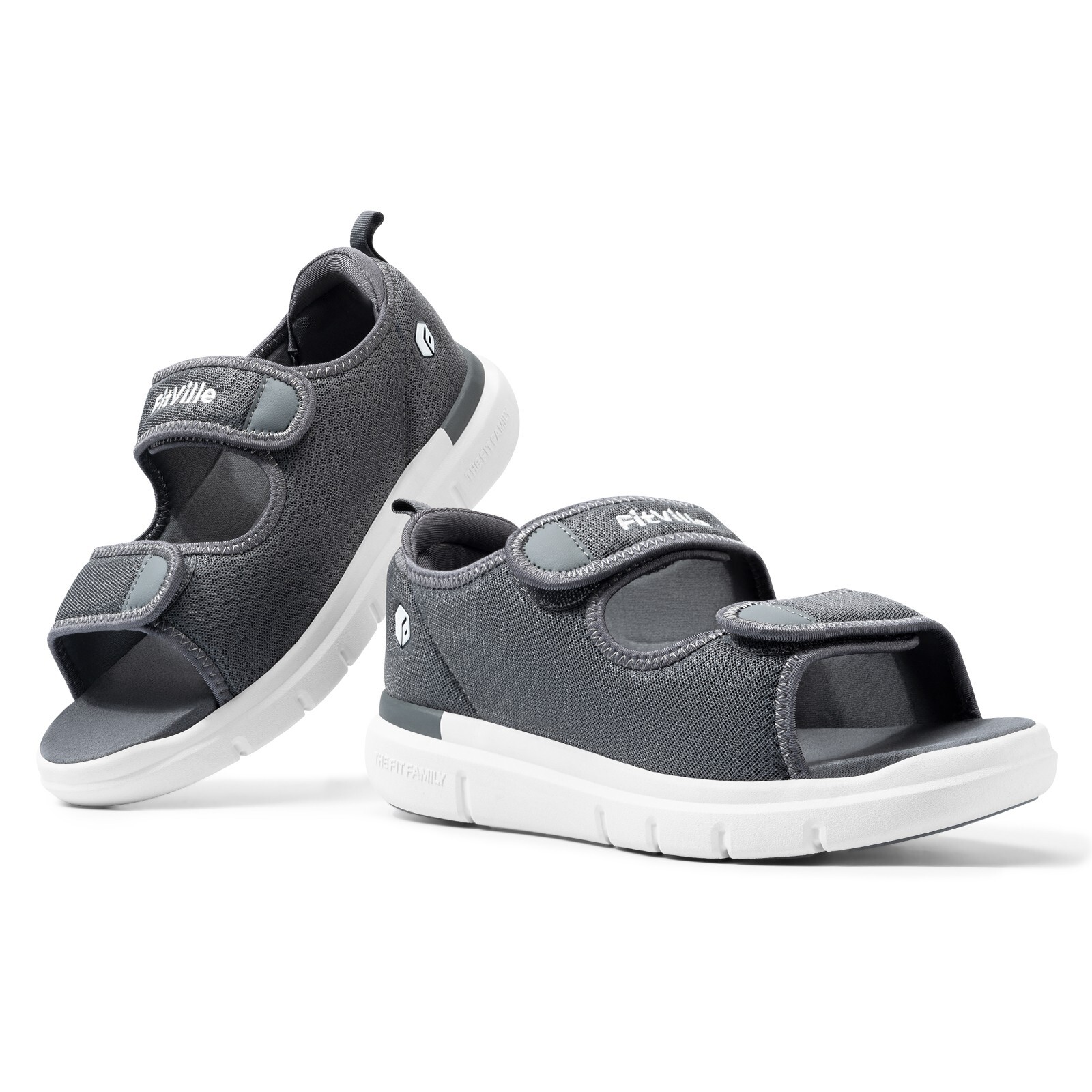 FitVille Men Diabetic Sandals Wide Width Edema Shoes w/ Adjustable Strap Slipper