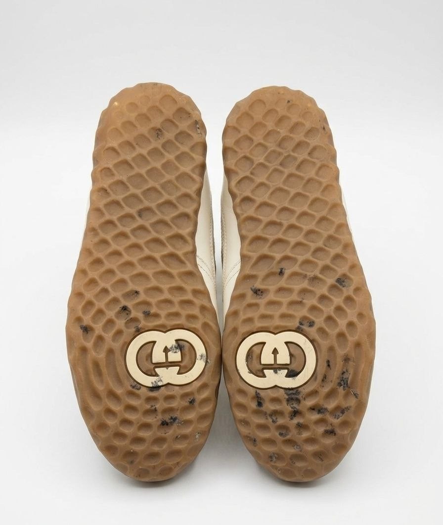 Gucci MAC80 Low Top Leather Skateboard Sneakers Off White Gum Size G 7