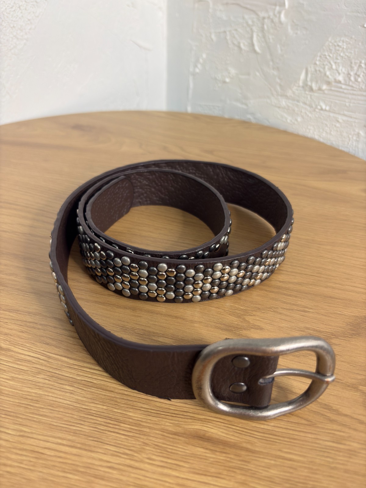 Studded 90’s Y2K Belt Womens Large Mixed Metals Black Biker Rocker Punk Metal 14
