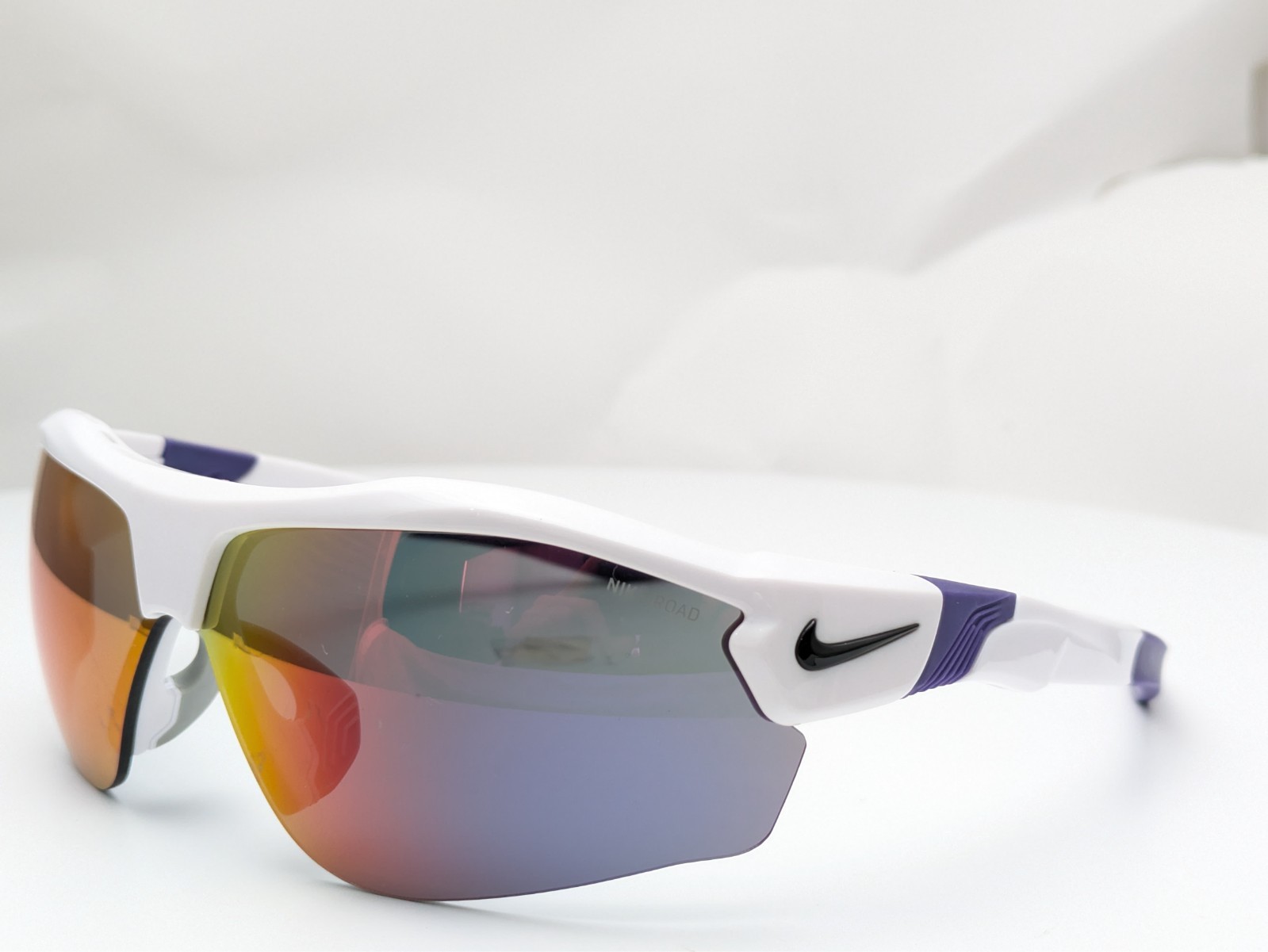 Nike Sunglasses Show X3 DN9252 107 White/Purple Frames w/ Field Tint Lenses 72mm