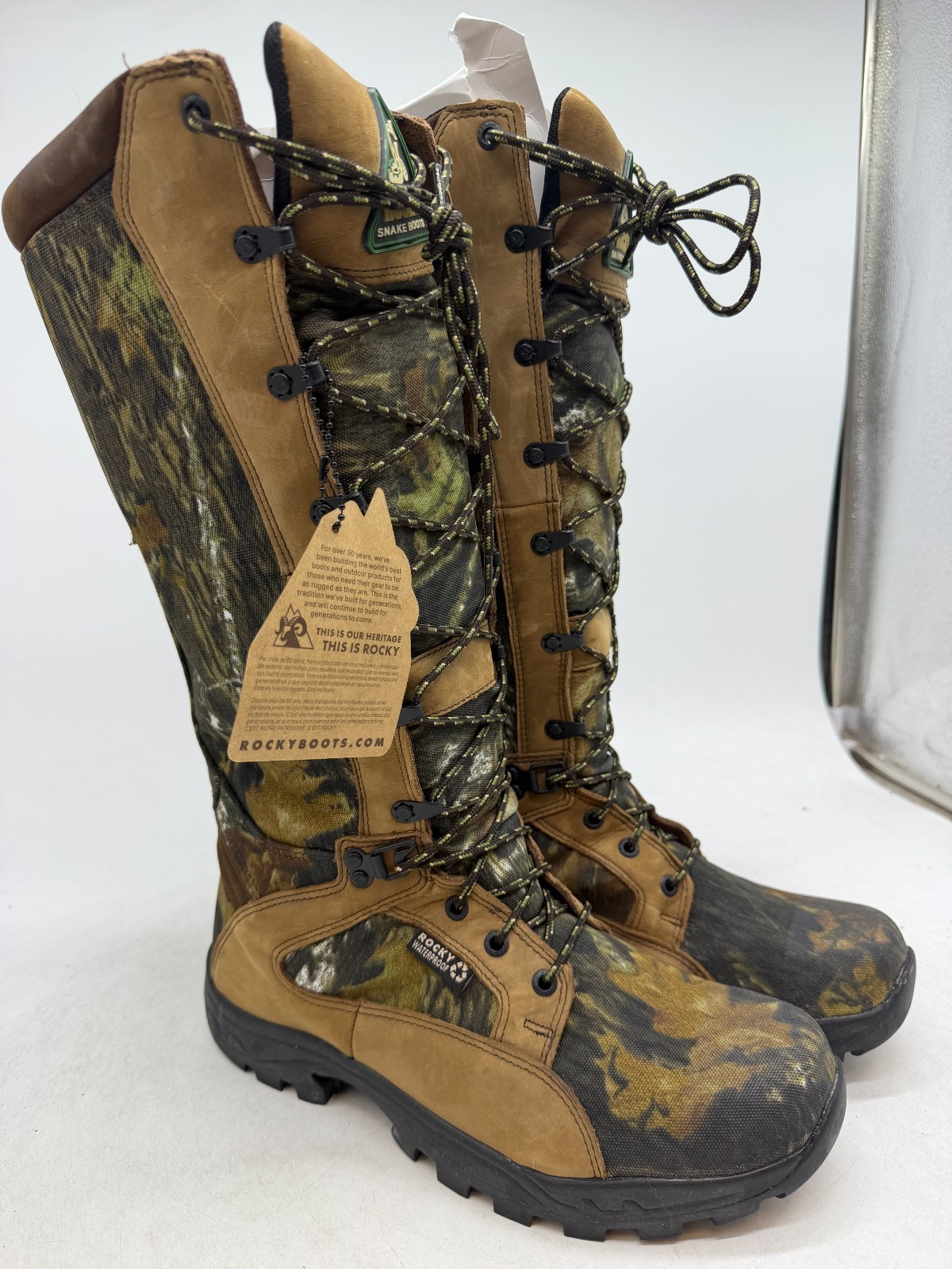 Rocky ProLight 16″ Hunting Boots Men’s Mossy Oak Camo Waterproof Snakeproof – 9