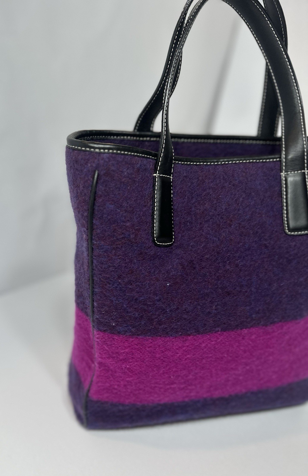 Vintage COACH 8129 Rare Pink & Purple Limited Edition Wool Tote Handbag