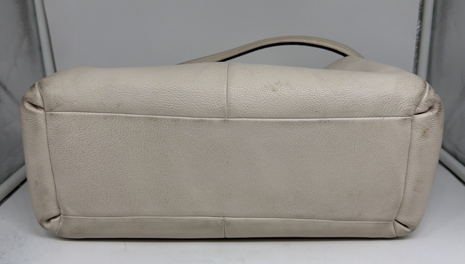 Coach Madison Phoebe Shoulder Bag Bone Pebbled Leather F35723 Compartments 3 Zip