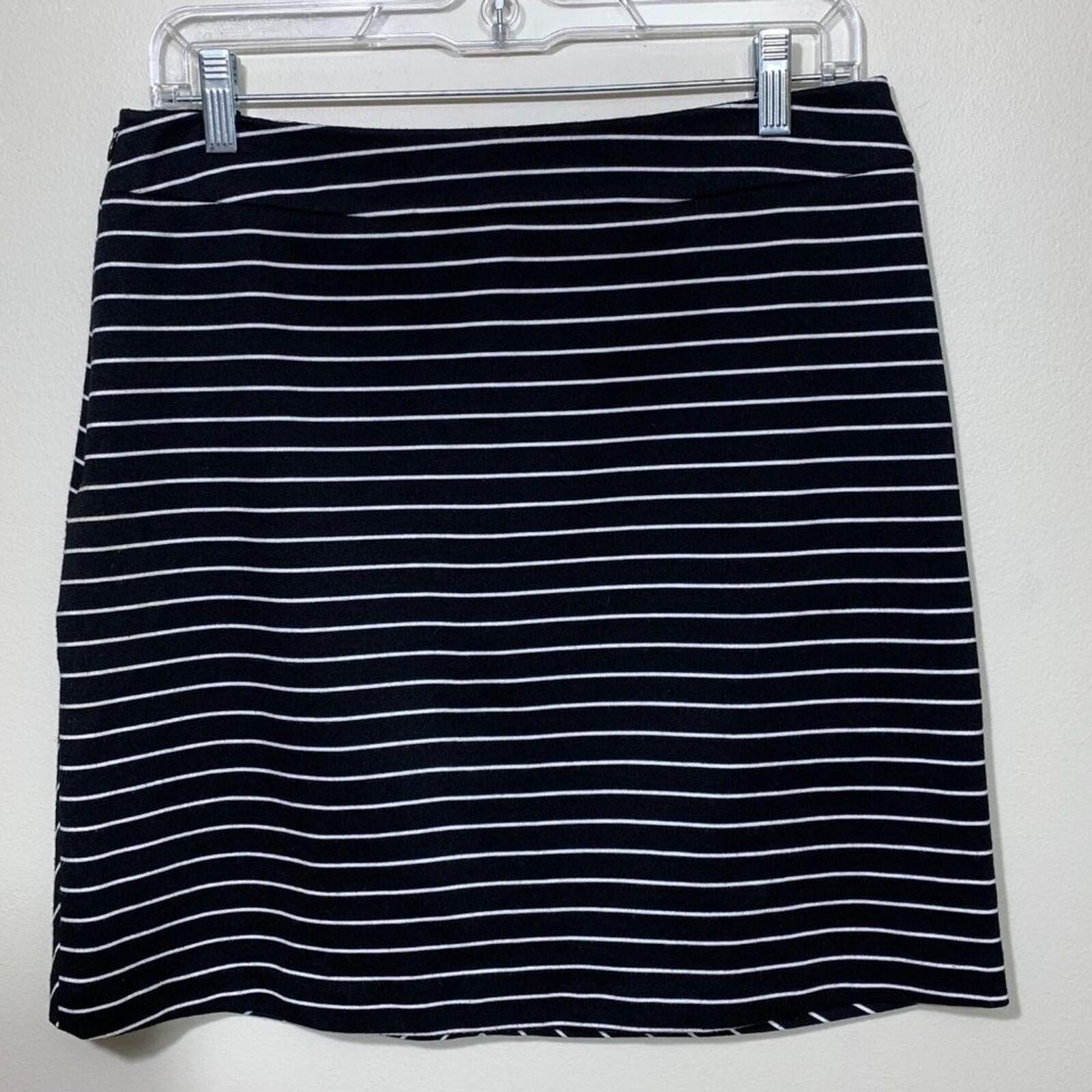 Darjoni Pencil Skirt Womens 6 Black White Striped Chevron Stretch Office Pockets