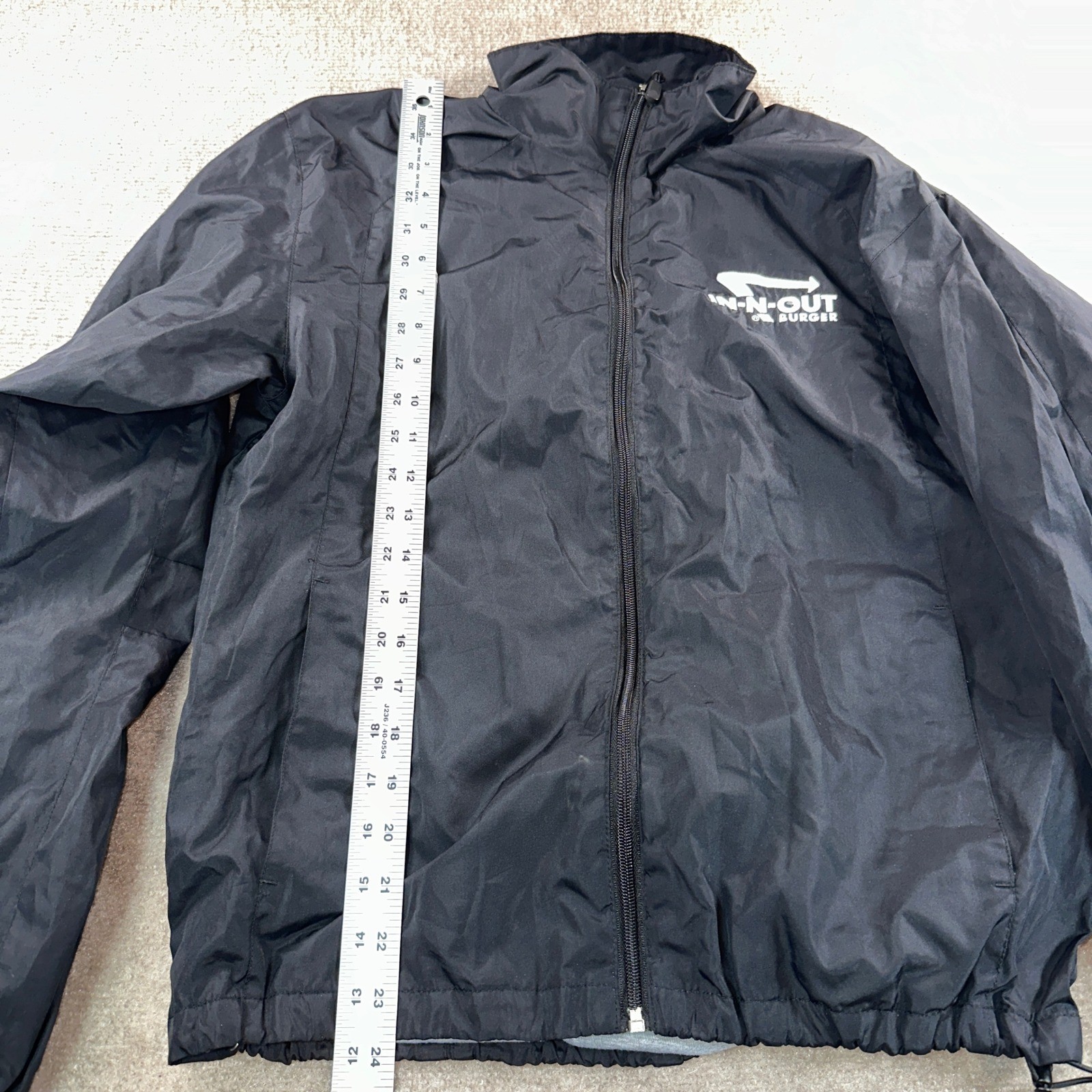 In-N-Out Burger Windbreaker Jacket Black Full Zip Employee Uniform Logo Mens L