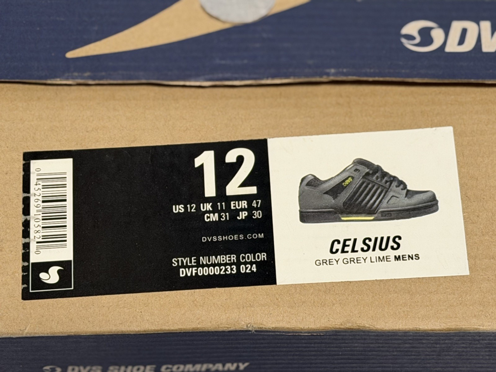 DVS Celsius size 12 Men’s black gray lime shoes in box USED