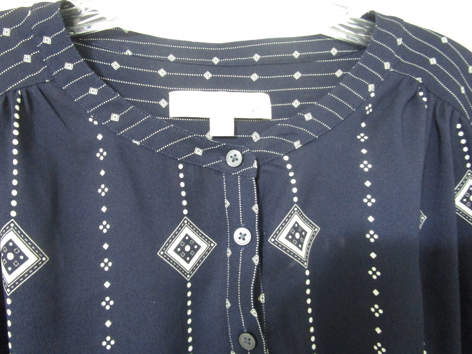 LOFT Dress Tunic Navy Blue Geometric Print No size L? Bust 40-41