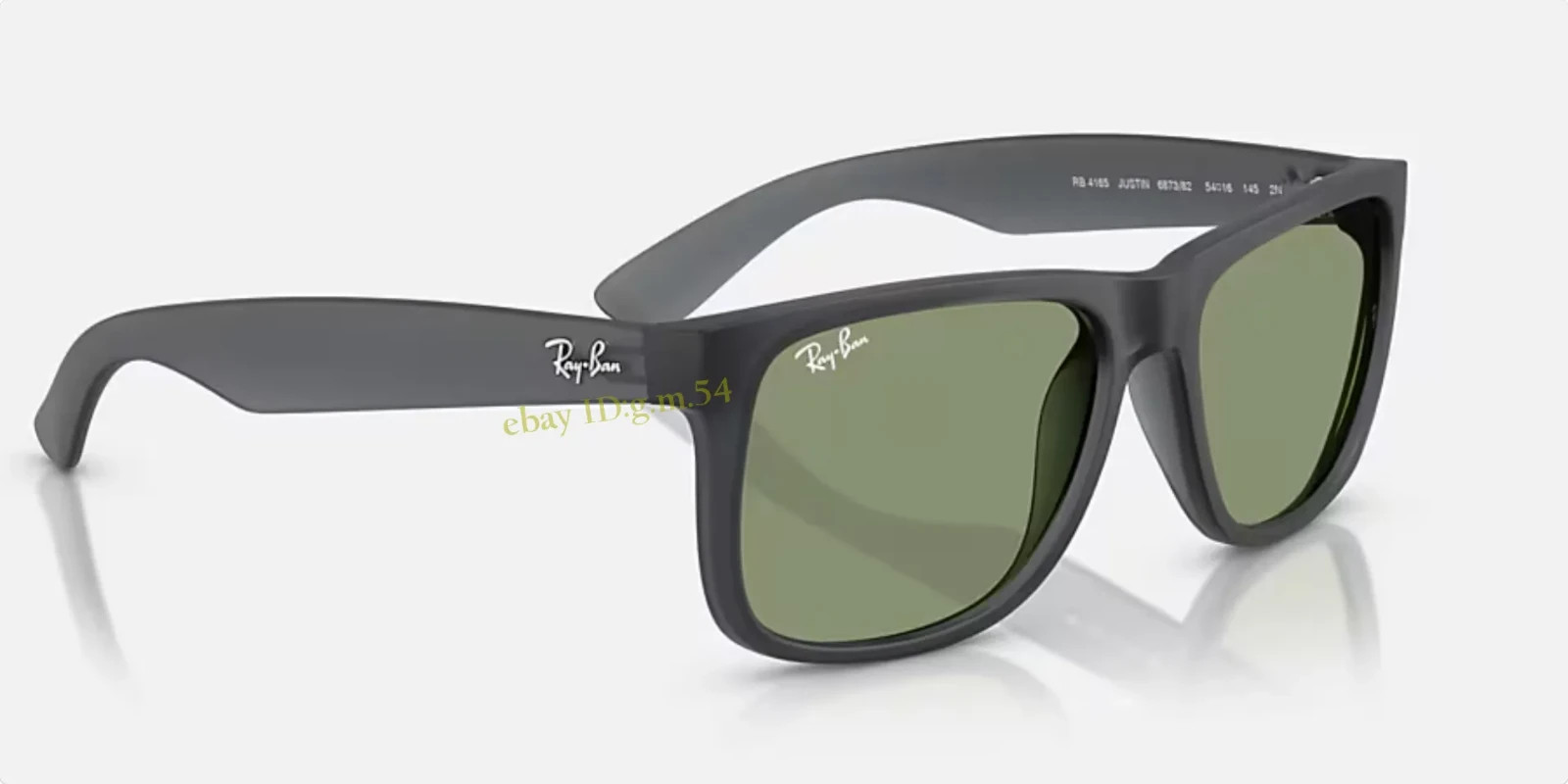 Ray-Ban Justin Classic RB4165 Matte Opal Grey Nylon Green Lens Sunglasses 54 UV