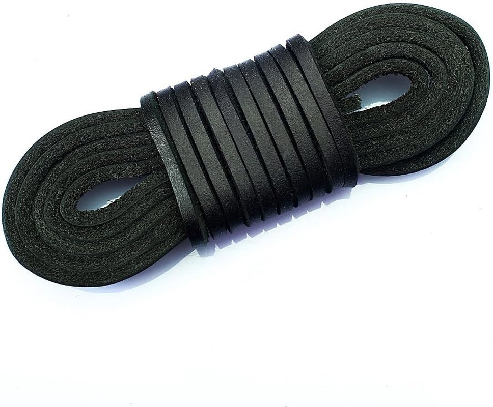 (TM) 3Mm Flat Genuine Leather Shoe Lace Strip Cord Braiding String Black (72 Inc
