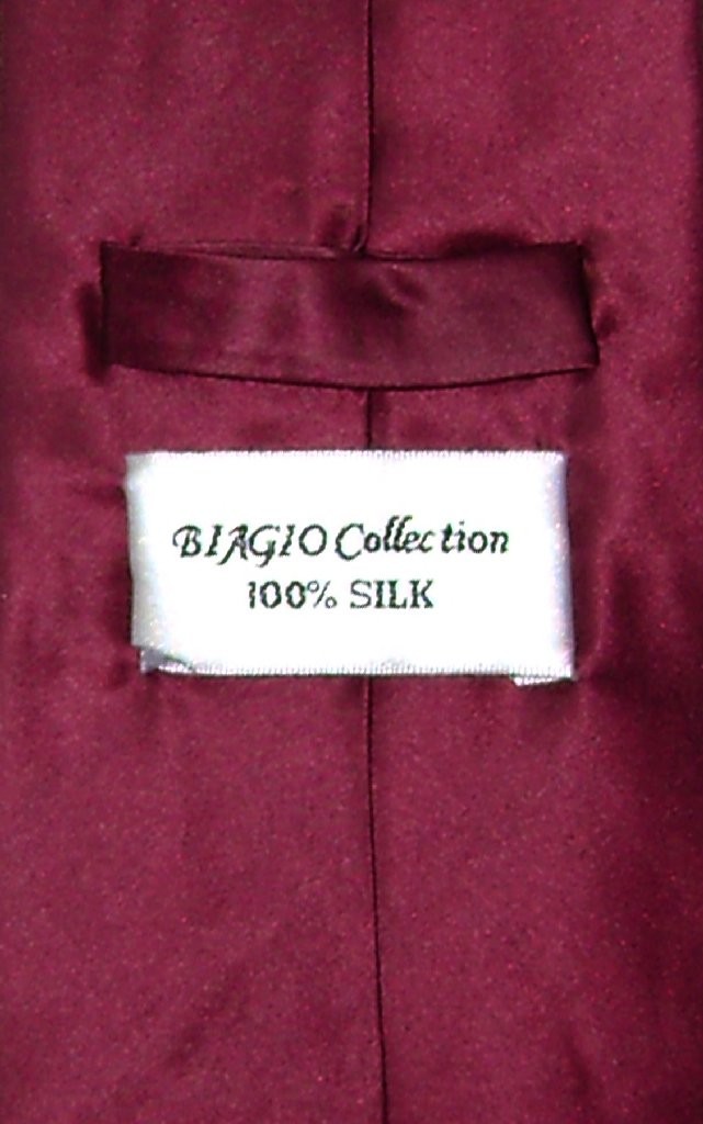 Biagio 100% SILK NeckTie EXTRA LONG Solid BURGUNDY Color Mens XL Neck Tie