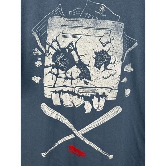 Office Space Movie Graphic Tee Blue Loot Crate Exclusive Printer Skull Men’s