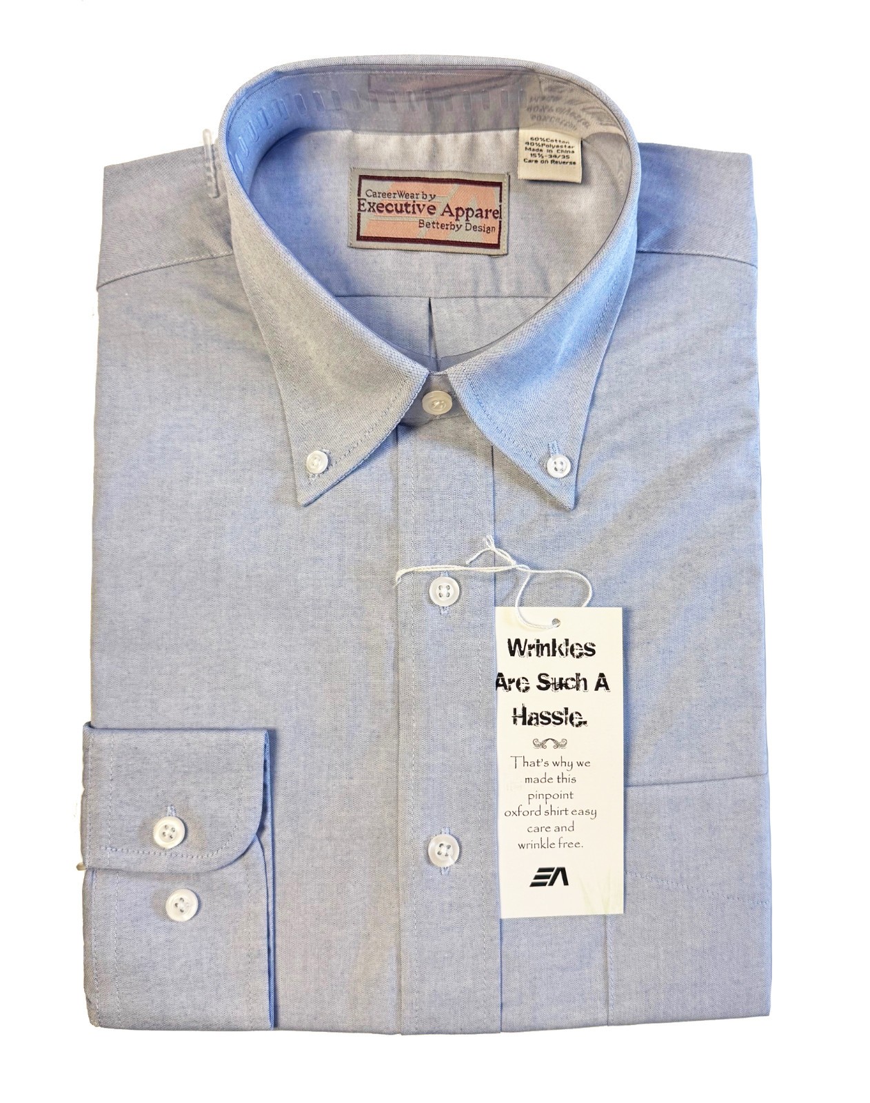 Men’s Blue Shirt Tailored Button Down Collar Long Sleeve Pocket Size 16.5 34/35