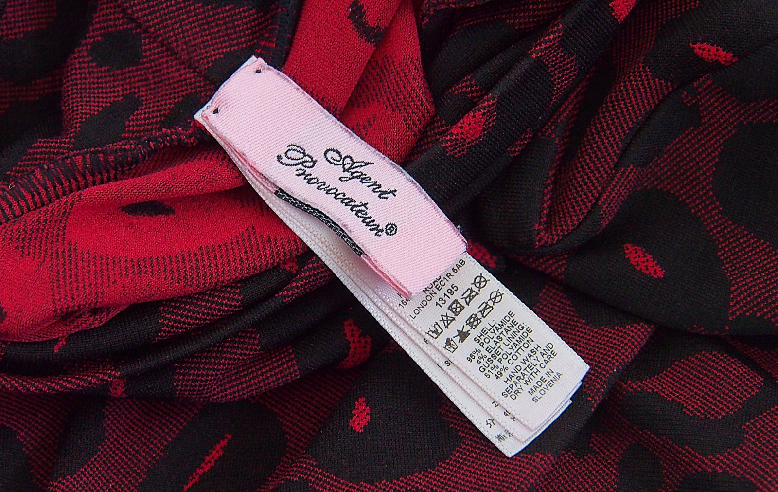 Agent Provocateur Felinda Long Sleeve Turtleneck Red Black Bodysuit Top Size M