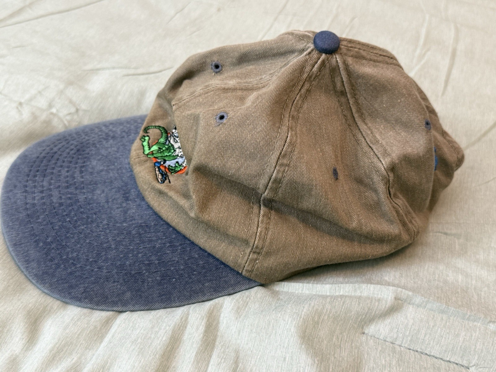 Tan/Blue Embroidered Hat Adjustable Strapback Unisex-Shandscair