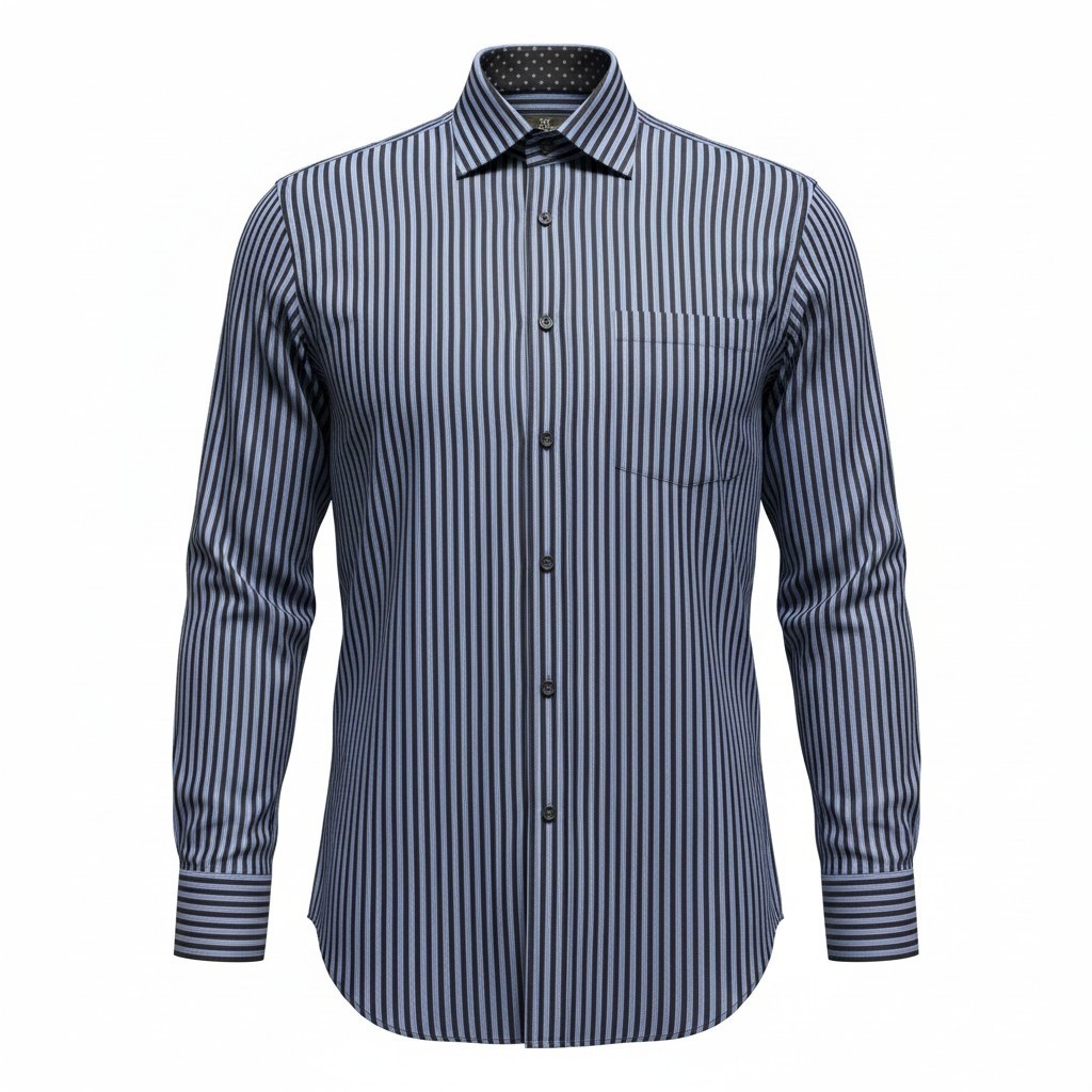 Button Down Shirt Bugatchi L Mens Blue Black Excellent Striped Long Sleeve