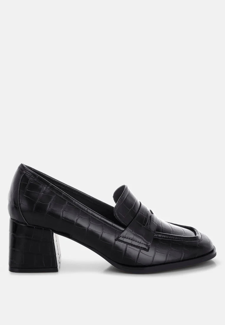 Pitaka Block Heel Penny Strap Loafers