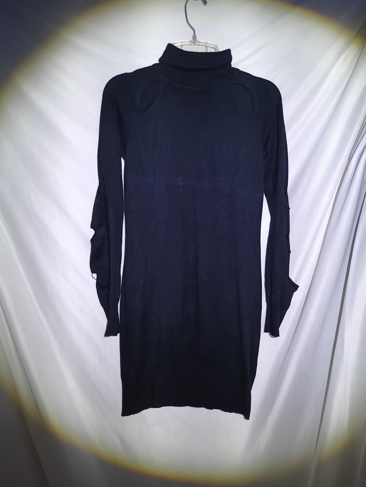 BodyC Black Knit Turtleneck Cut Out Long Sleeve Sweater Dress Stretch M