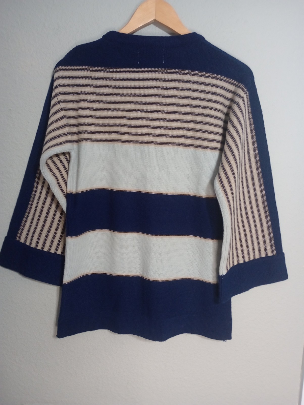 Vintage 70s Retro Donn Kenny Wide Sleeve Striped Sweater Top Square Neck M
