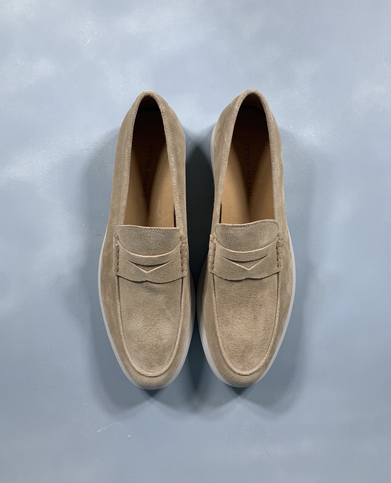 Peter Millar Crown Crafted Excursionist Penny Loafer Sand MF25XF09 Men’s 11