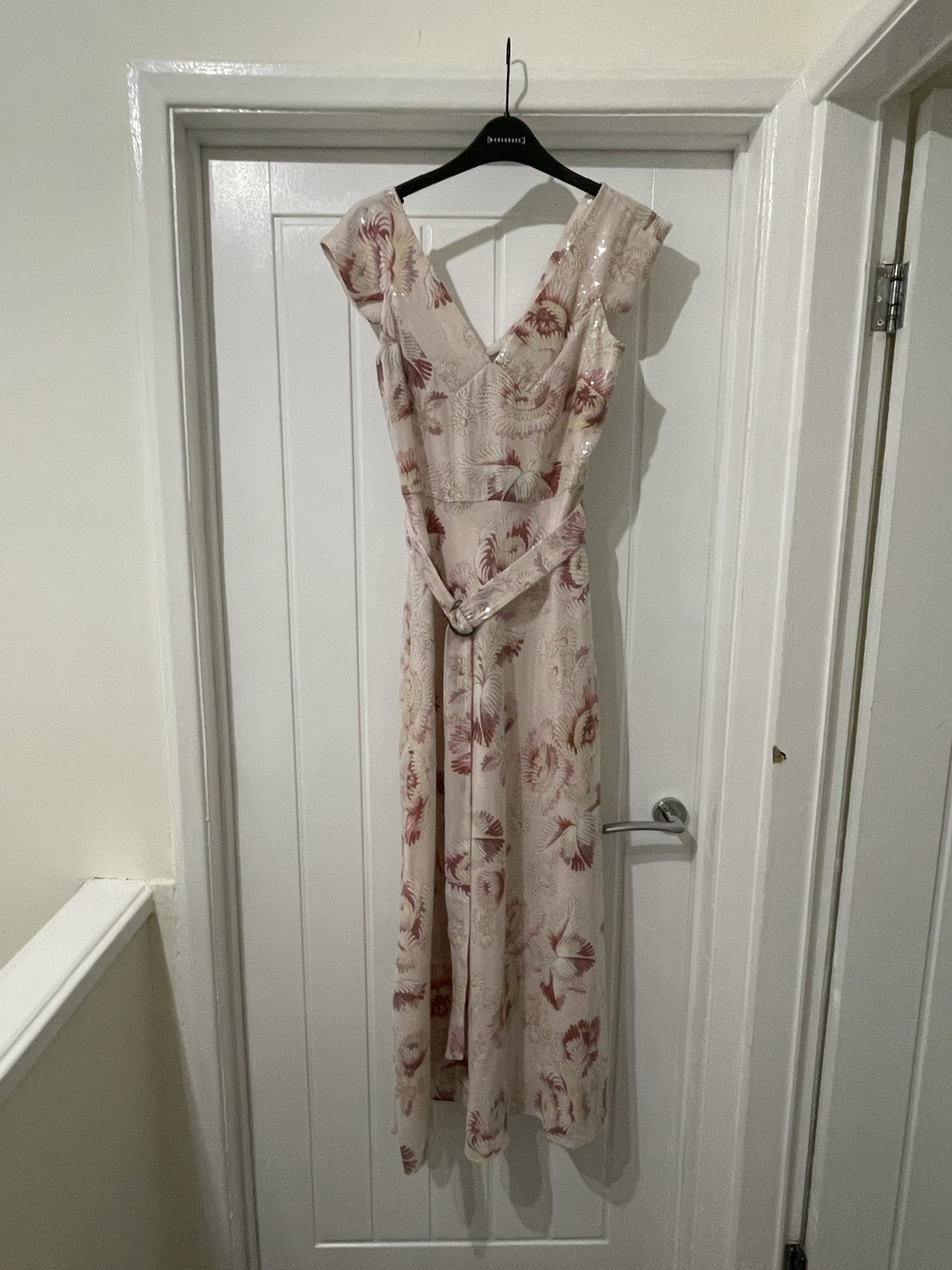£350 Ted Baker Ninia Belted Floral Midaxi Dress Cream / Pink UK 8 10 Size 1
