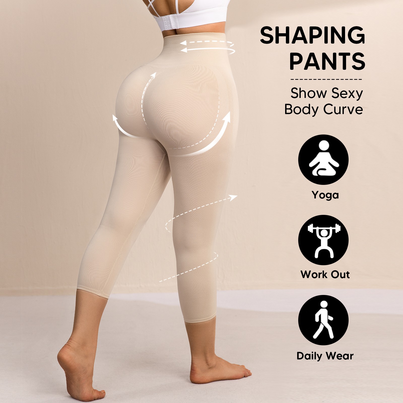 Plus Size Women Anti Cellulite Compression Leggings Leg Shaper High Waist Capris