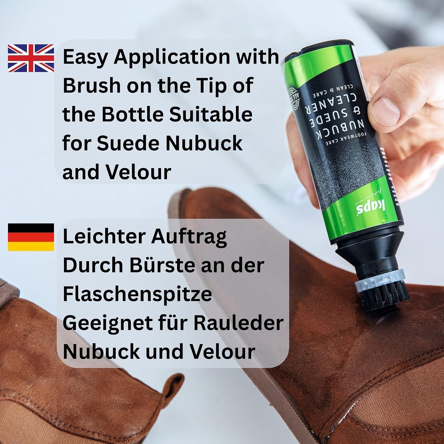 Versatile Nubuck & Suede Cleaner – 75ml, All-Color Applicator with Cloth & Brush