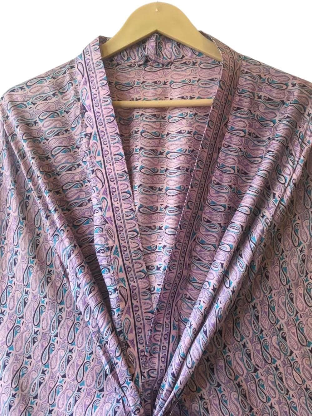 Pure Silk Midi Kimono Knee Length Gown Silk Robe MKMO1980