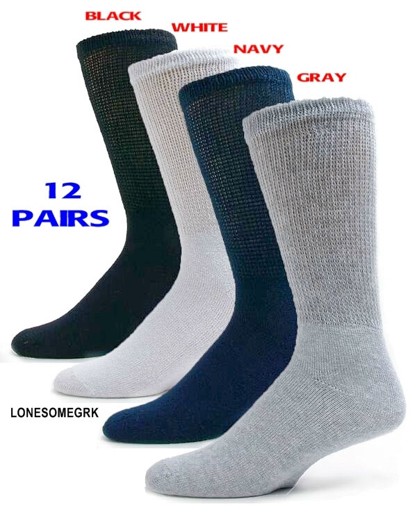 12 Pairs Womens Physicians Choice VENTILATED Diabetic Variety Pack Crew Socks