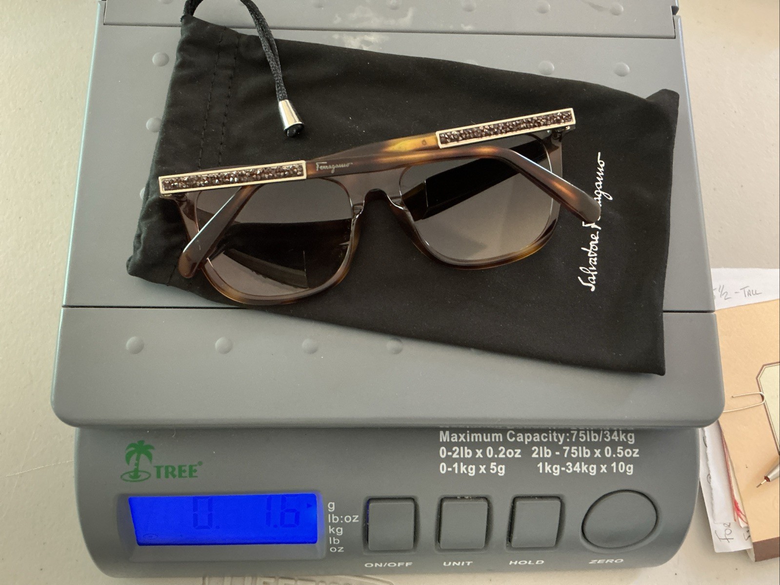 SALVATORE FERRAGAMO SF888SR TORTOISE SUNGLASSES CRYSTAL RHINESTONE TEMPLE