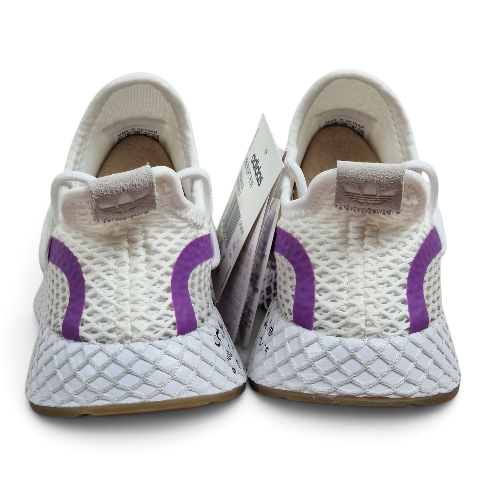 Adidas Deerupt S Runner Trainers Womens EU 38 38 2/3 New White Purple RARE Y2K Grid OG