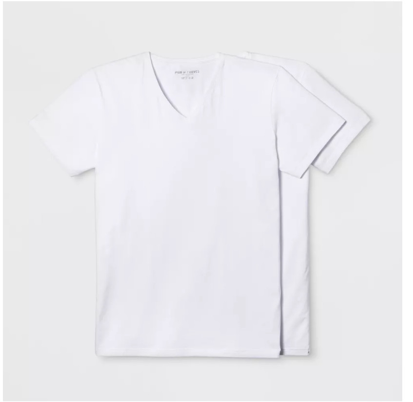 Pair of Thieves Men’s SuperSoft 2-Pack V-Neck Undershirts – White