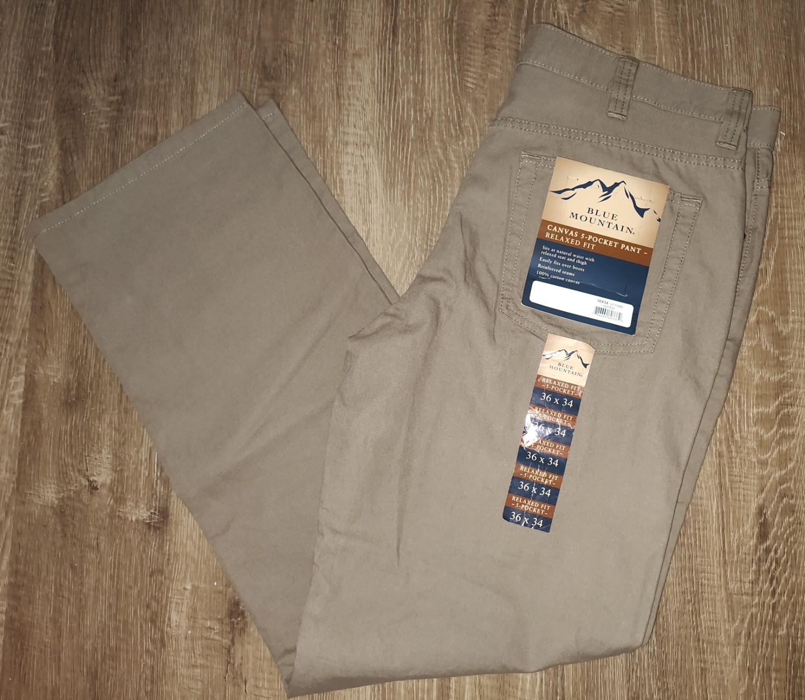 Men’s NWT Blue Mountain Relaxed Fit Cotton Canvas Pants 36×34 Outdoor Hiking