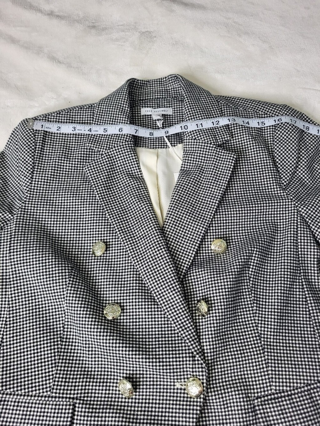 Free Assembly Double-Breasted Houndstooth Blazer – Black & White Size Large