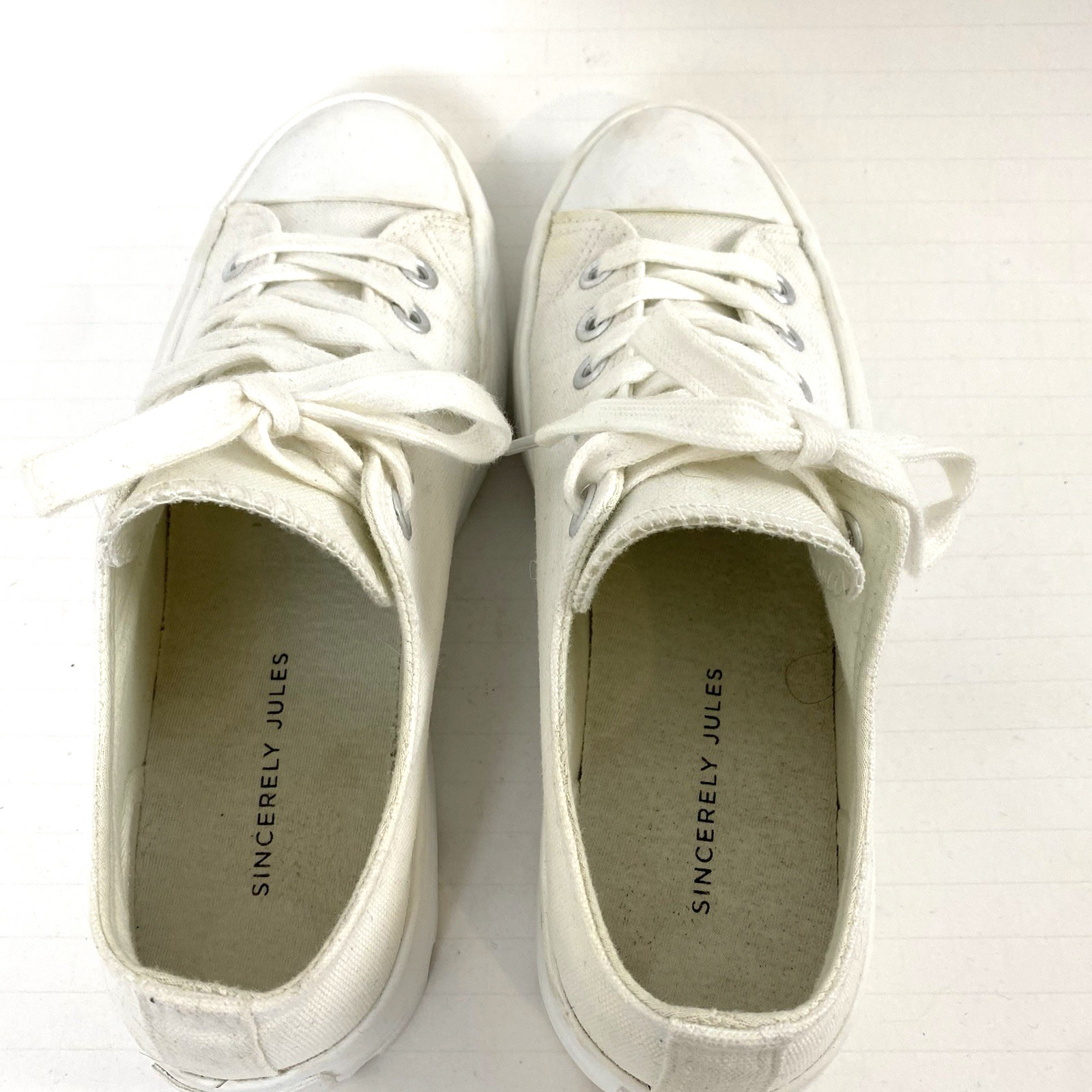 Sincerely Jules Womens Vasco Chunky Platform Sneakers 7 1/2 White Lug Sole Laces
