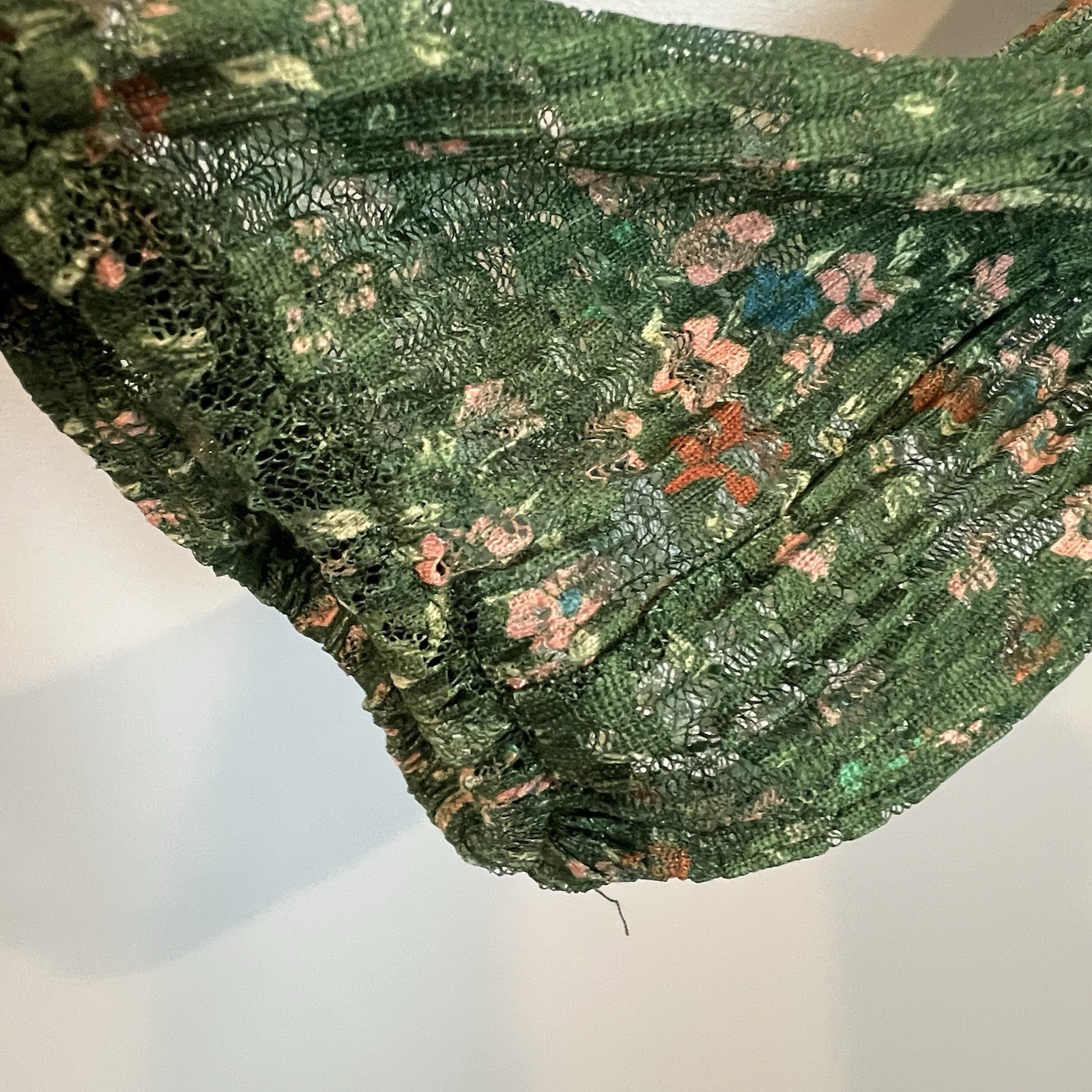 Cato Green Blouse Size XL Pleated Courtyard Garden Semi Sheer Fairycore