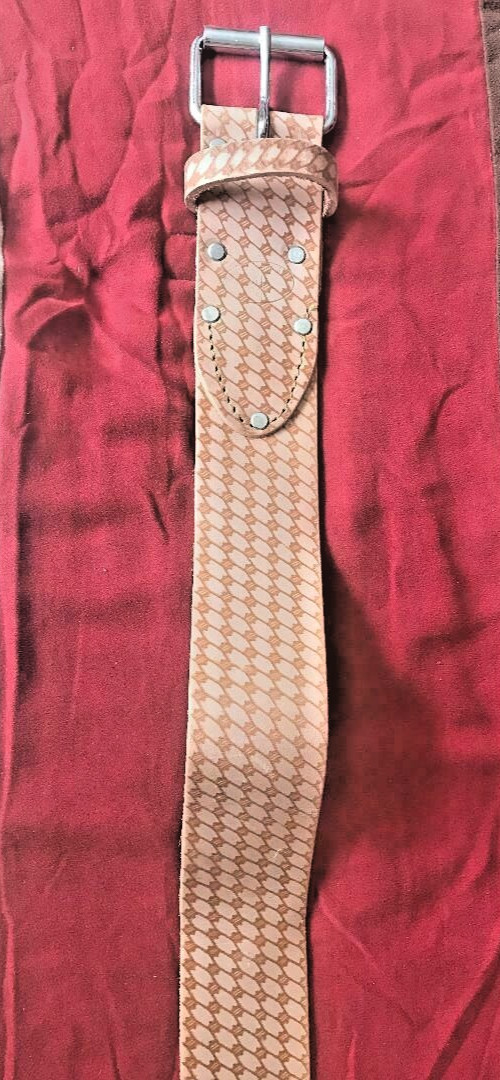 WORK BELT- 2″-All Leather Basket Weave Style-embossed-adjusts from 32″ to 48″