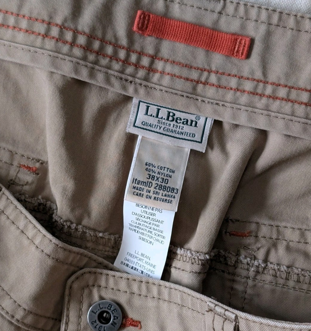 LL Bean 288083 Riverton Men’s Rugged GORP Hiking Pants Cargo Cotton Nylon 38×30
