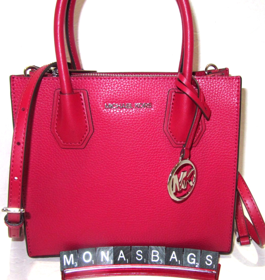 Michael Kors Mercer Medium Leather Crossbody Messenger Bag Dark Raspberry NWT