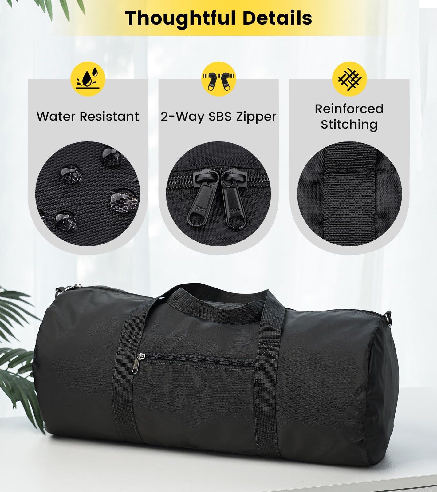 20 Inches Foldable Gym Bag, Lightweight Duffel Bag for Men Women