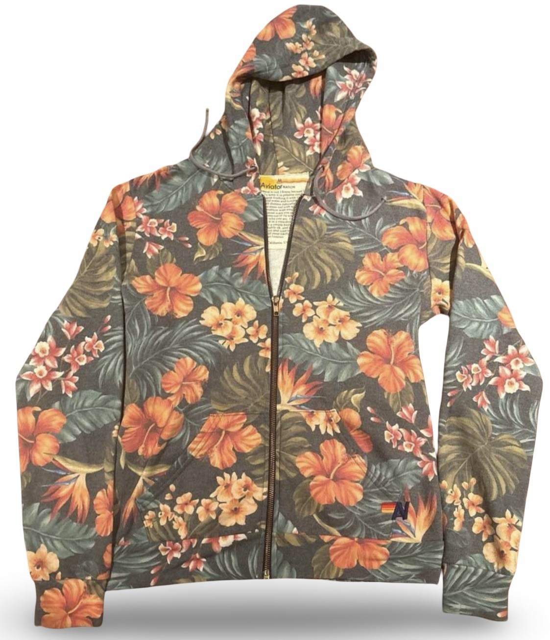 Aviator Nation Kauai Tropical Zip Hoodie – Size Medium