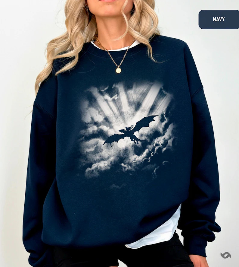 Shadow Dragon Rider Sweatshirt Dark Fantasy Gothic Mythical