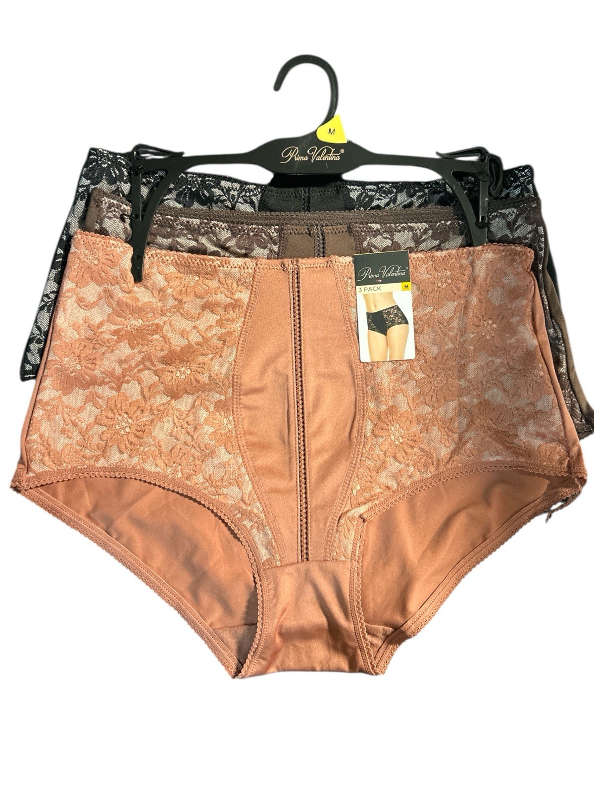 PRIMA VALENTINA 3 Pcs LACE BRIEFS HICUT~STYLE 68022~MULTICOLOR~SEAMLESS MF~L
