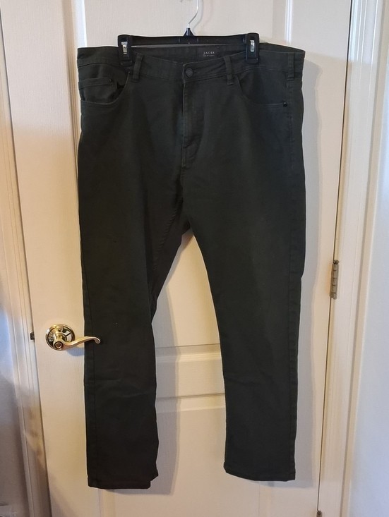 Jachs Men’s Olive Slim-Straight Jeans – 36 x 30