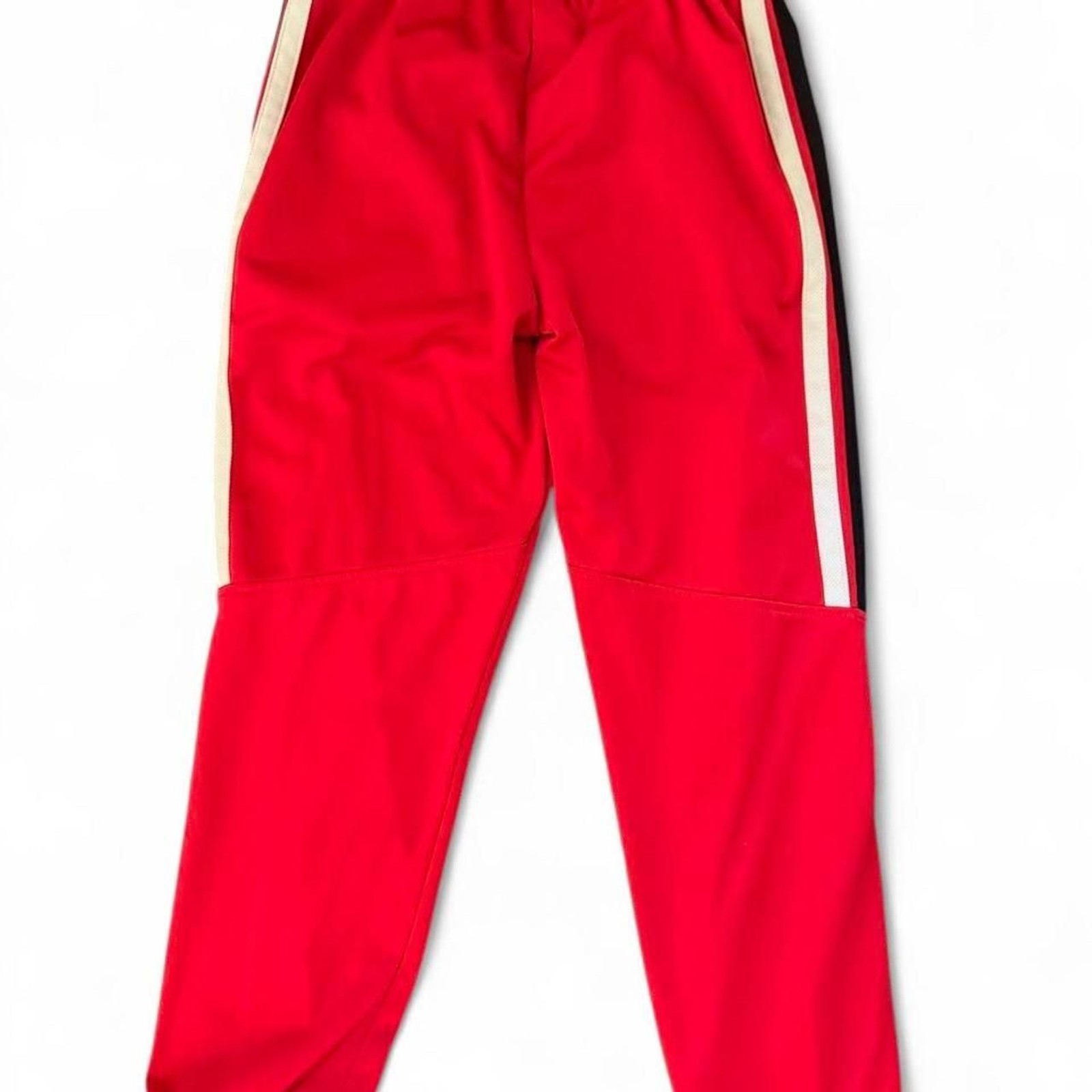 Athletic Boys Red Black and White Striped Track Pants Size M