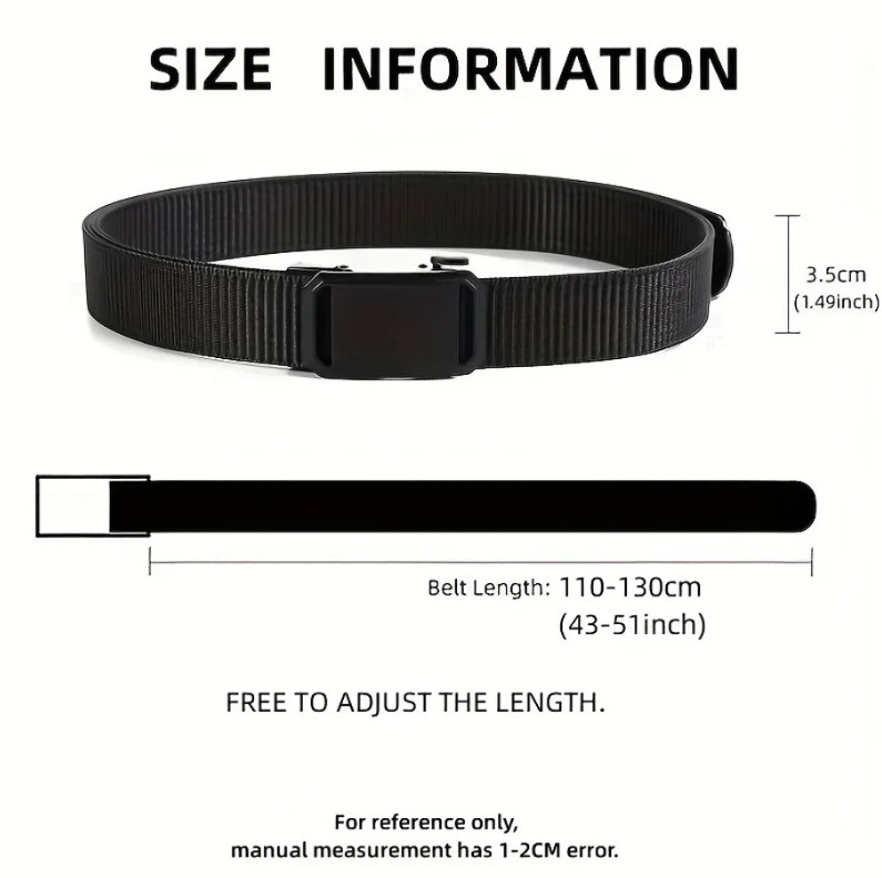 1pc Canvas Tactical Belt with Automatic Buckle Casual Military Style – NEW