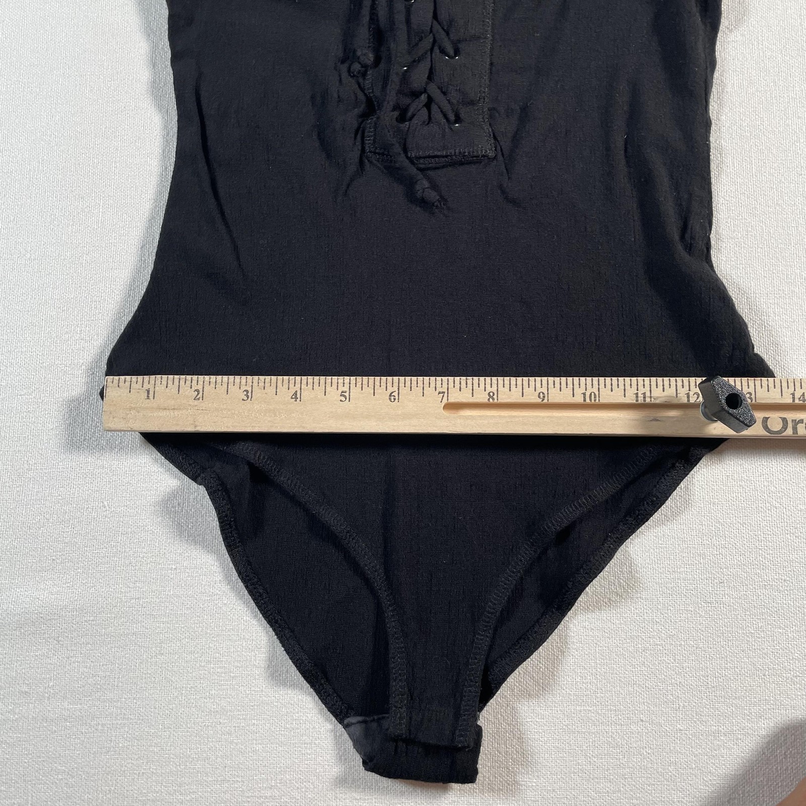 Free People Bodysuit Womens Small Black Lace Up Intimately Jersey Snap Stretch