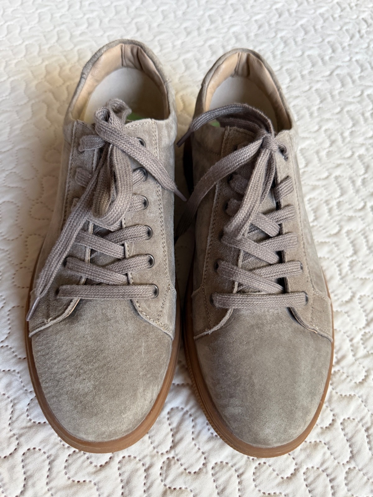Propet Kinzey Women’s Suede Comfort Sneaker Taupe Size US 9X (2E) Extra Wide NWD