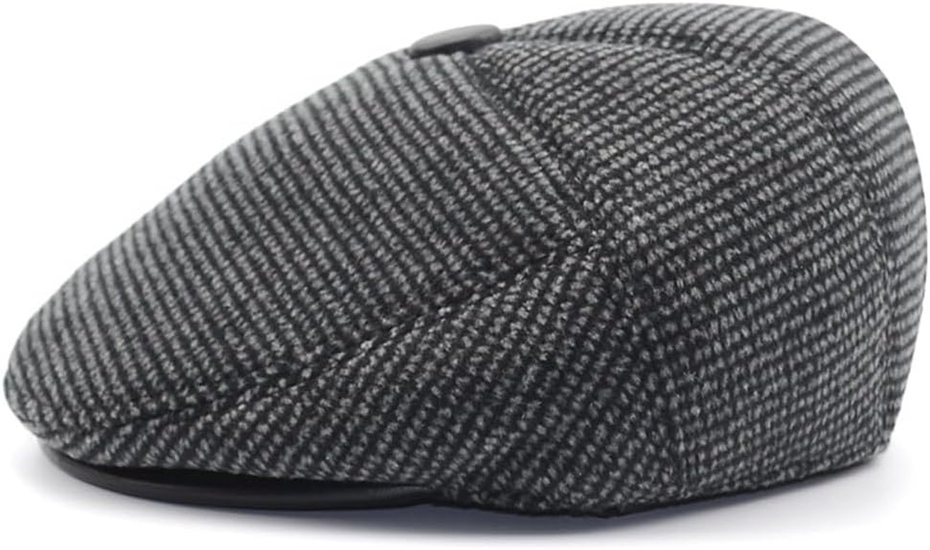 Men’S Winter Flat Cap with Ear Flaps Wool Warm Newsboy Hat Derby Tweed Irish Cap