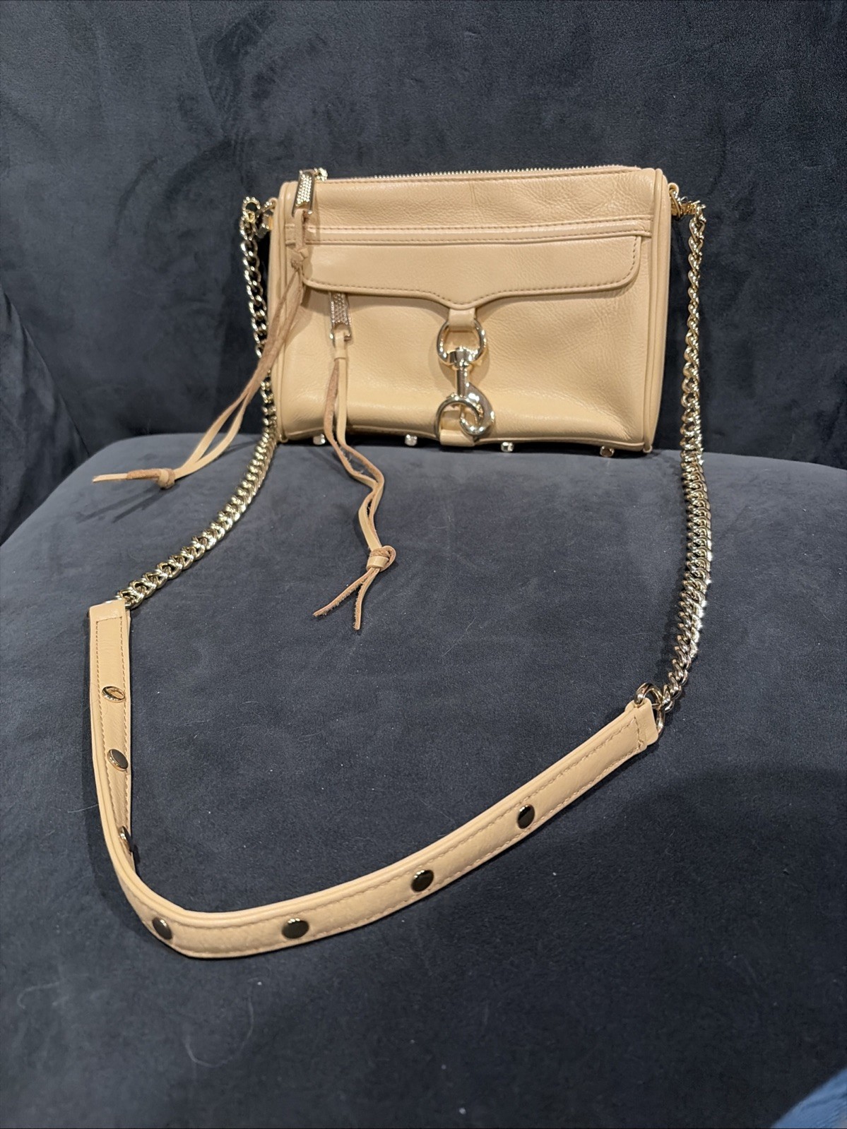 REBECCA MINKOFF MINI MAC NUDE CROSSBODY Leather Handbag PURSE Chain Strap
