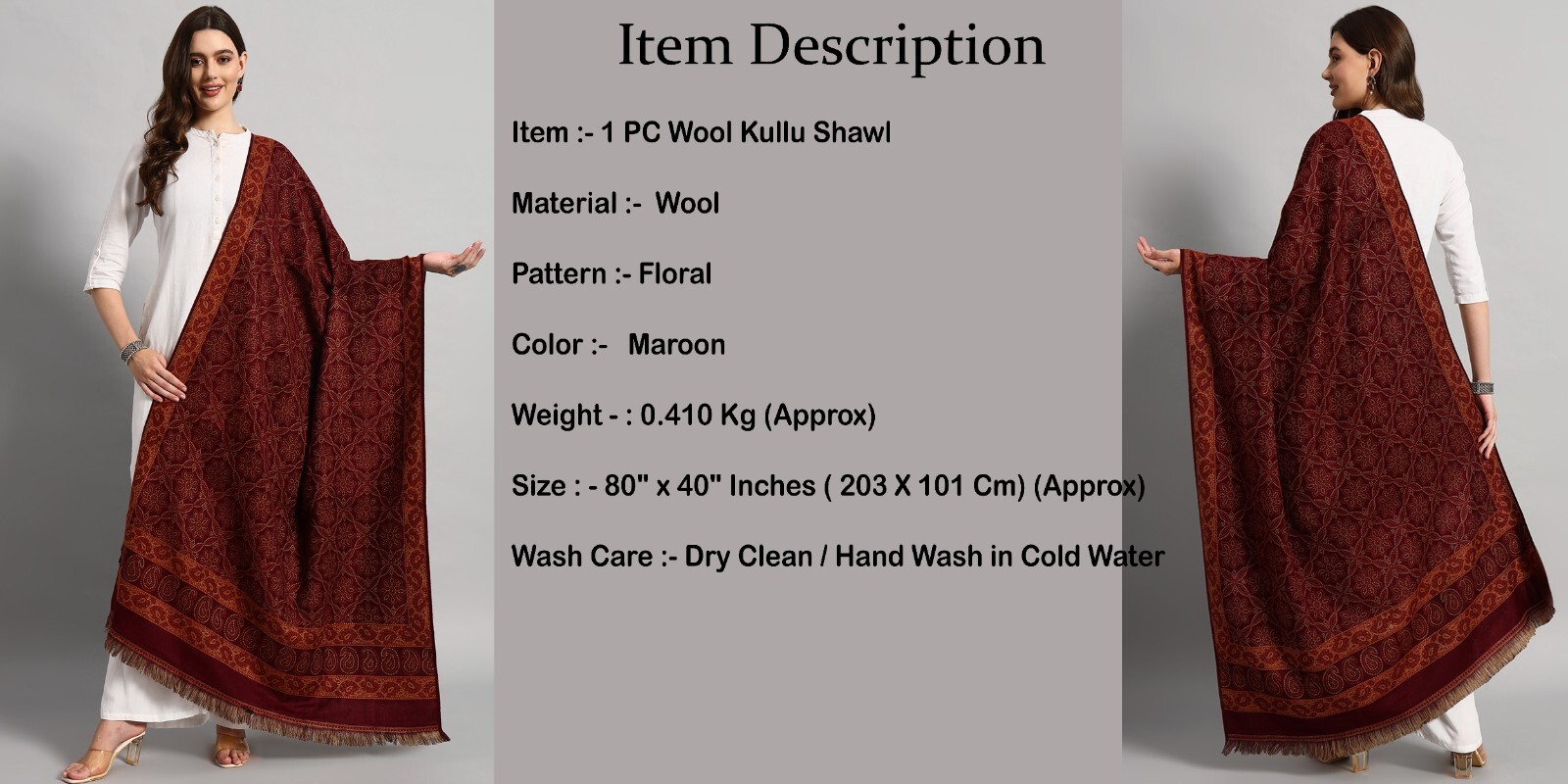 Oversized Blanket Cashmere Large Scarf Shawl Wrap Oversize Wool Throw Indian 80″